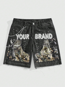 Nuevos Pantalones Cortos de Mezclilla Elásticos Casuales para Hombre, Pantalones Cortos de Mezclilla Azules y Negros, Pantalones Cortos de Mezclilla para Hombre - Product Image 2