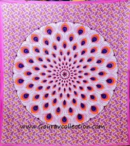 Tapiz Redondo con Estampado MOR PANKHI, Decorativo para Pared, Impresión Digital, Hecho a Medida, Sábana de Algodón al por Mayor GC-TPDB-204 - Product Image 1