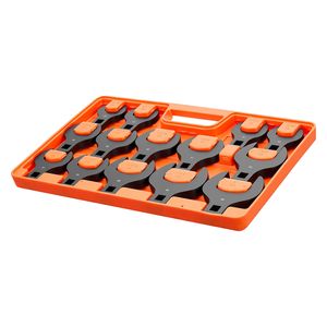 Jeu de clés à picots réglables 1/2 pouce, 14 pièces, métriques 27-50 mm, avec plateau de rangement et marquages de double taille - Product Image 1