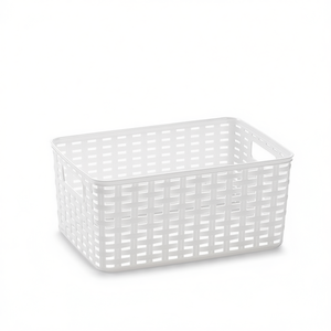Cesta in Rattan N3 10L 33X22CM Cesto Portaoggetti in Plastica Bianca - Product Image 1