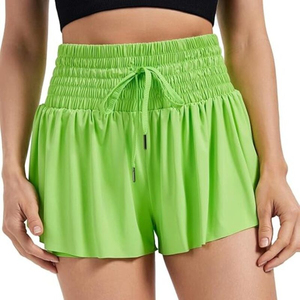 Women's Mid Waist <b>Pink</b> Athletic Shorts Seamed Solid Workout Running <b>Gym</b> Shorts - Product Image 3