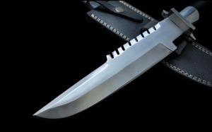 Arwin Enterprises Handmade <b>Clip</b> Point Bowie Knife D2 Steel Flat Edge Blade 3mm Thickness 15 Inch Horn Handle Leather Sheath - Product Image 3