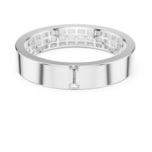 แหวนหมั้นเพชรทรงบาแก็ตต์ทองคำขาว 14K เพชรเพาะเลี้ยงสำหรับผู้หญิง |   เพชรที่เพิ่งเพาะเลี้ยง - Product Image 1