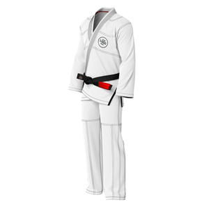 Uniforme de BJJ Blanco, 100% Algodón, Tejido Perla, Transpirable, Corte Regular, para Adultos, Incluye Cinturón Negro, Marca Privada - Product Image 3