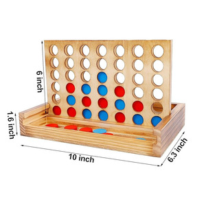Jeu de Connect Four en bois avec un design compact, des disques rouges et bleus, et des dimensions de 10x6x6,3 pouces pour un jeu amusant - Product Image 1