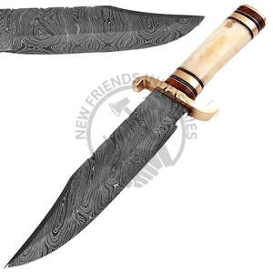 Nouvelle édition personnalisable de couteau Bowie en acier Damas de 14 pouces, couteau de chasse d'extérieur avec manche en os, meilleur couteau à lame fixe de collection - Product Image 2