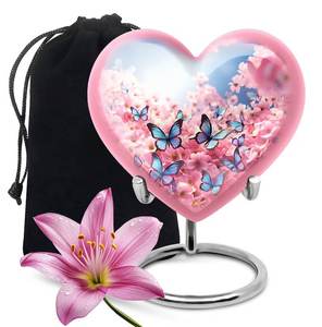 New Choice Quality Heart Shape Cremation Funeral Urns <b>for</b> <b>Ashes</b> Unique Shape Metal Brass Cremation <b>Keepsake</b> Urns With - Product Image 1