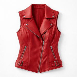 Chalecos de Cuero Rojo para Mujer, Personalizados y de Primera Calidad al por Mayor - Fabricante de Diseños Personalizados de Alta Calidad Disponibles - Product Image 5