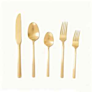 Juego de Cubiertos Clásicos de Acero Inoxidable, Juego de Cubiertos de Metal Dorado con Diseño de Mango Exclusivo, Acabado Espejo, Duradero, Diseño Moderno para Bodas - Product Image 4