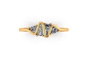 Anillo de Mujer Premium en Oro Rosa, Blanco y Plateado con Moissanita de 1 CTS, Corte Trillón y Cónico, Piedra de Color CVD, Certificado EGL VVS2 - Product Image 2