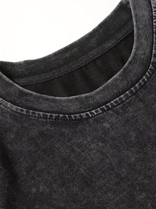 T-shirts pour hommes personnalisés, en coton 100% tricoté, délavé à l'acide, coupe ample, grande taille, avec logo imprimé en sérigraphie, respectueux de l'environnement - Product Image 5