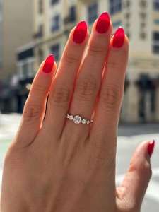 แหวนวงแหวนครบรอบ5ปีทำจากหินหรูหราได้รับการรับรองว่าเป็นเพชรกลมสีทอง14K - Product Image 5