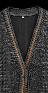 Chaleco de Cuero con Grabado de Cocodrilo para Hombre, Chaleco de Cuero para Motocicleta con Espacio Oculto para Portar Objetos - Product Image 3