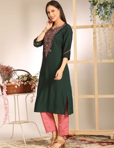 Indian Traditional Wear Viscose Rayon Kurti Tunic for Women Knee Length Ethnic Wear Casual Pakistani Indian Outfit for Women - Product Image 1