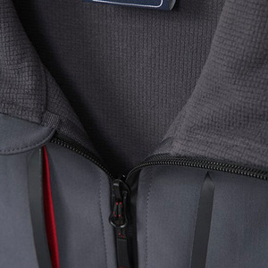 Men's Windproof Fleece Jacket Solid Color Block Zipper Closure Stand Collar Sporty Outdoor Training Top Autumn Wear - Product Image 6