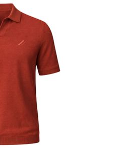 Customized <b>Rust</b> Orange Men Knit Polo Shirt Short Sleeve Ribbed Hem Slim Fit Casual Cotton Blend Plain Design Custom Manufacturer - Product Image 2