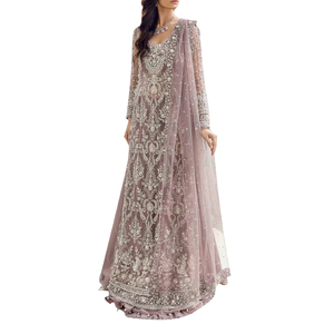 Vestidos de Novia Modernos con Bordado de Cristal, Largos hasta el Suelo |   Vestidos de Novia Personalizables 100% Algodón con Diseño Tradicional - Product Image 1