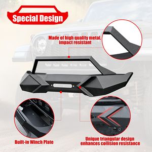 Plaque de pare-chocs avant style X pour Wrangler JK (2007-2018) en acier au manganèse texturé noir robuste, compatible avec les plaques de protection - Product Image 3