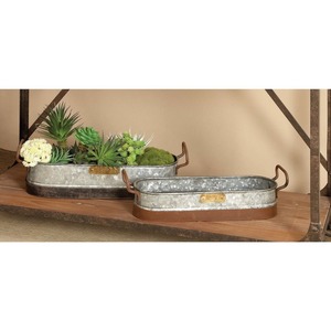 Decorative Galvanized Planter <b>Pot</b> For Home Garden Balcony Patio Outdoor Indoor <b>Plants</b> Flowers Greenery Landscaping - Product Image 6