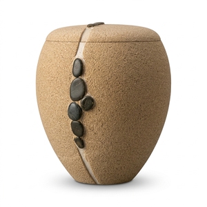 Gold Speck Marble Adult Cremation Urn Polished Stone Cylinder Natural Tone Memorial Jar American/European Style Customizable - Product Image 3