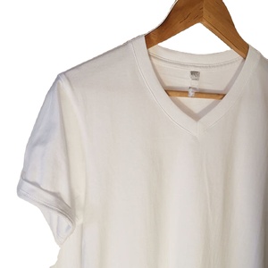 OEM Customized Logo Design V-neck 230g <b>Japanese</b> Heavy Thick Cotton V-neck Short-sleeved Sweetheart Neck Bottoming Half-sleeved - Product Image 1