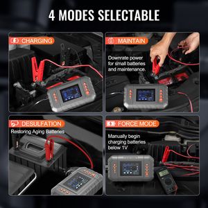 Cargador de Batería Inteligente de 35 Amperios para Automóvil, con Pantalla LCD, Carga Lenta para Baterías de Litio LiFePO4, AGM, Gel, SLA y Plomo-Ácido - Product Image 6