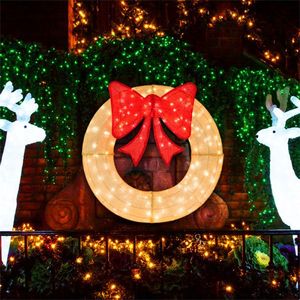 Ghirlanda Natalizia di Lusso Pre-Illuminata da 48 Pollici con 200 Luci LED Bianco Caldo e Rosse, Fiocco Grande in PVC Resistente alle Intemperie (29x30 Pollici), IP44 per Interni/Esterni - Product Image 2