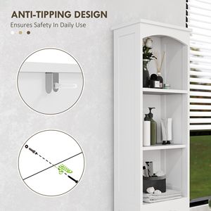 White 13.4"L X 9.4"W X 66.9"H Farmhouse Skinny <b>Tall</b> Cabinet with Recessed Drawer Narrow Home <b>Storage</b> & Organization Unit Door - Product Image 6