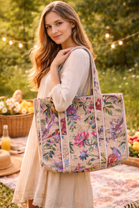 Bolsa de Mano Resistente, Ecológica, Acolchada, 100% Algodón Suave, con Estampado, Bolsillos Interiores/Exteriores, Sostenible, Lavable, para Compras y Viajes - Product Image 4