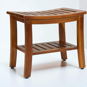 Solid Teak Wood <b>Garden</b> <b>Stool</b> Waterproof Patio Bench with Storage Shelf Small Outdoor Lounge Chair for Balcony Terrace Furniture - Product Image 3
