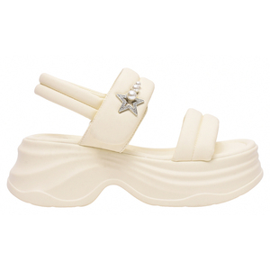 Sandales à plateforme blanches Ann'S avec talon épais, décoration étoile en perles et strass, bout ouvert, lanières en PU, pour l'été - Product Image 2