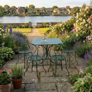 Wholesale Custom Wrought Iron Mediterranean Design Eco-Friendly <b>Garden</b> Furniture Set <b>4</b> Seater Patio Dining <b>Table</b> <b>Chairs</b> Outdoor - Product Image 4