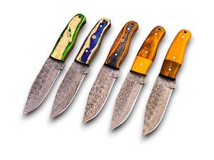 Cuchillo Skinner de Hoja Fija de Acero Damasco Hecho a Mano, Soporte OEM ODM, Personalizable, Directo de Fábrica, Cuchillos de Caza de Espiga Completa y Funda - Product Image 1