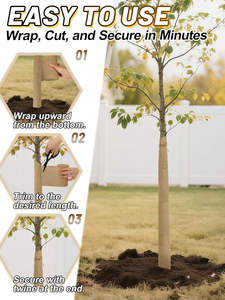 Enveloppes d'arbres en toile de jute naturelle écologiques pour la protection hivernale, rouleaux de 4,7 po x 16,4 pi, protection respirante pour troncs d'arbres - Product Image 2