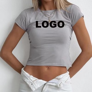 100% Cotton Casual Solid Women <b>Crop</b> <b>Top</b> T-Shirts Summer Eco-Friendly Breathable Anti-Pilling - Product Image 6