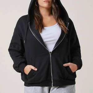 Sudadera con capucha negra para mujer, informal, de forro polar suave, para uso diario, chaqueta de moda para invierno - Product Image 3