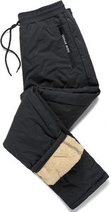 Pantalones de nieve acolchados para hombre, negros, con forro polar, cintura con cordón y bolsillos con cremallera - Product Image 6