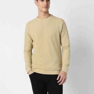 Pull en tricot à col rond beige pour homme, coupe classique, couleur unie, sweat-shirt décontracté à manches longues, vêtement d'automne - Product Image 2