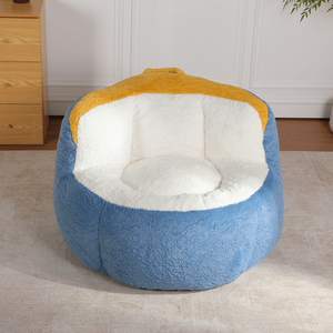 Divano Pouf Oversize Multicolore in Finta Pelliccia, Grande Chaise Longue per Soggiorno con Imbottitura in Spugna Sminuzzata, Nessun Montaggio Richiesto - Product Image 1