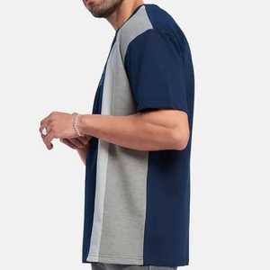 Camiseta de Manga Corta para Hombre, Cuello Redondo, Corte Regular, Detalles en Contraste, Diseño Sólido Informal, Color Azul Marino y Gris - Product Image 3