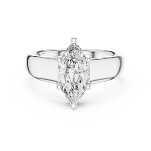 Élégante bague de fiançailles solitaire 2 carats en diamant de laboratoire taille marquise, or blanc 18 carats plaqué rhodium, certifiée IGI, avec large alliance - Product Image 4