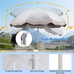 Elegante Ombrellone da Spiaggia Bianco da 6,5 Piedi per Esterni - Product Image 5