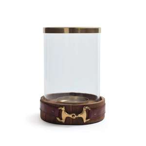 Portavelas cilíndrico de cristal estilo bocado de caballo de cuero para decoración de mesa, decoración moderna para el hogar, artículos navideños - Product Image 3