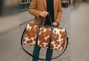 Bolsa de Viaje de Cuero Genuino Estilo Vintage, Ligera, Gran Capacidad, para Fin de Semana, con Cierre, Portátil, Hecha a Mano, Resistente - Product Image 3
