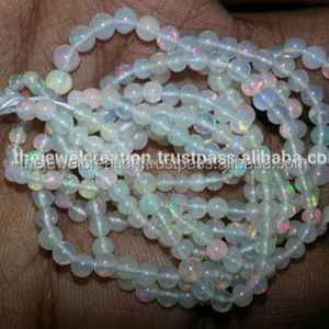 4mm 6mm naturel blanc éthiopien Welo opale pierre précieuse lisse perles rondes brin en gros pierre semi-précieuse pour la fabrication de bijoux - Product Image 1