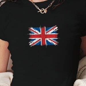 Camiseta corta de moda para mujer Bandera de Union Jack - Product Image 1