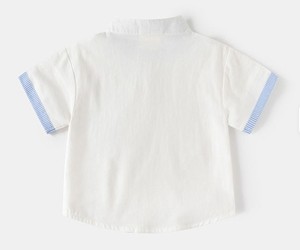 เสื้อเชิ้ตเด็กชาย คอจีน แขนสั้น สีพื้น ผ้าฝ้ายป๊อปลิน เสื้อลำลองมีกระเป๋า ทรงปกติ - Product Image 6