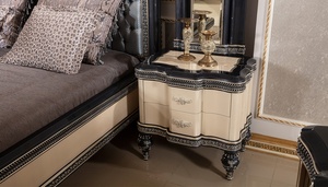 Modern Minimalist <b>Solid</b> Teak <b>Wood</b> Bedroom Set Luxury Grey Upholstered King Size Bed Wardrobe 2 Nightstands <b>Dressing</b> <b>Table</b> - Product Image 6