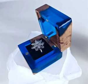Handcrafted Faceted Crystal Wood Resin <b>Ring</b> <b>Box</b> Magnetic Lid Dark Resin Wooden Jewelry Display <b>Box</b> <b>Proposal</b> Engagement Case - Product Image 2