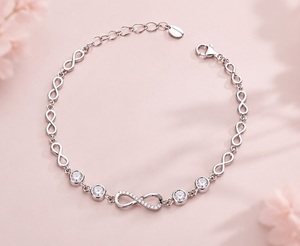 Rhodium Plated 925 Sterling <b>Silver</b> <b>Charm</b> <b>Bracelet</b> for Women Elegant Protective Symbol Fashion Jewelry Handmade 6.0 Inches - Product Image 3
